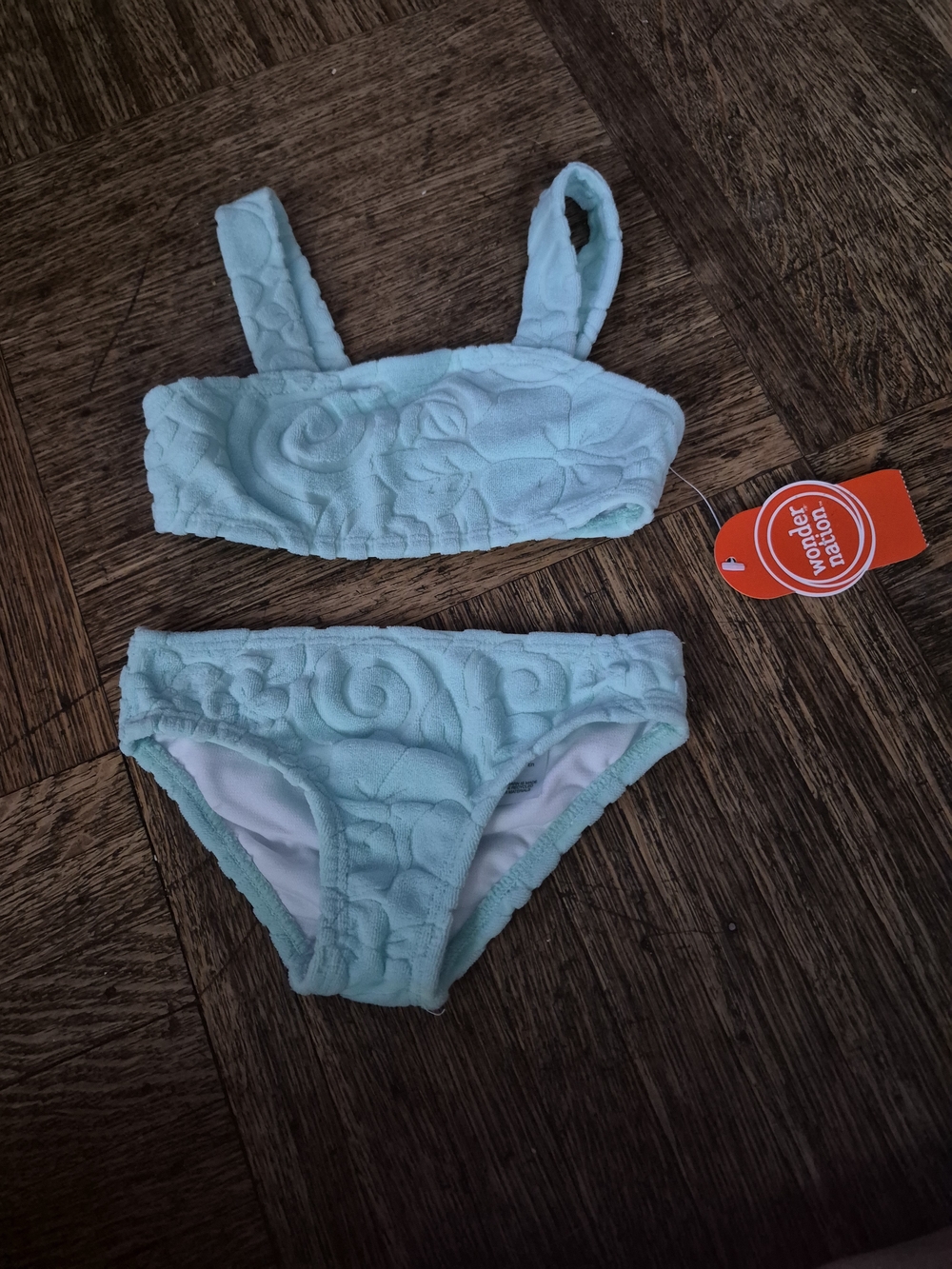 wonder nation Mint Textured Swirl Bikini Set